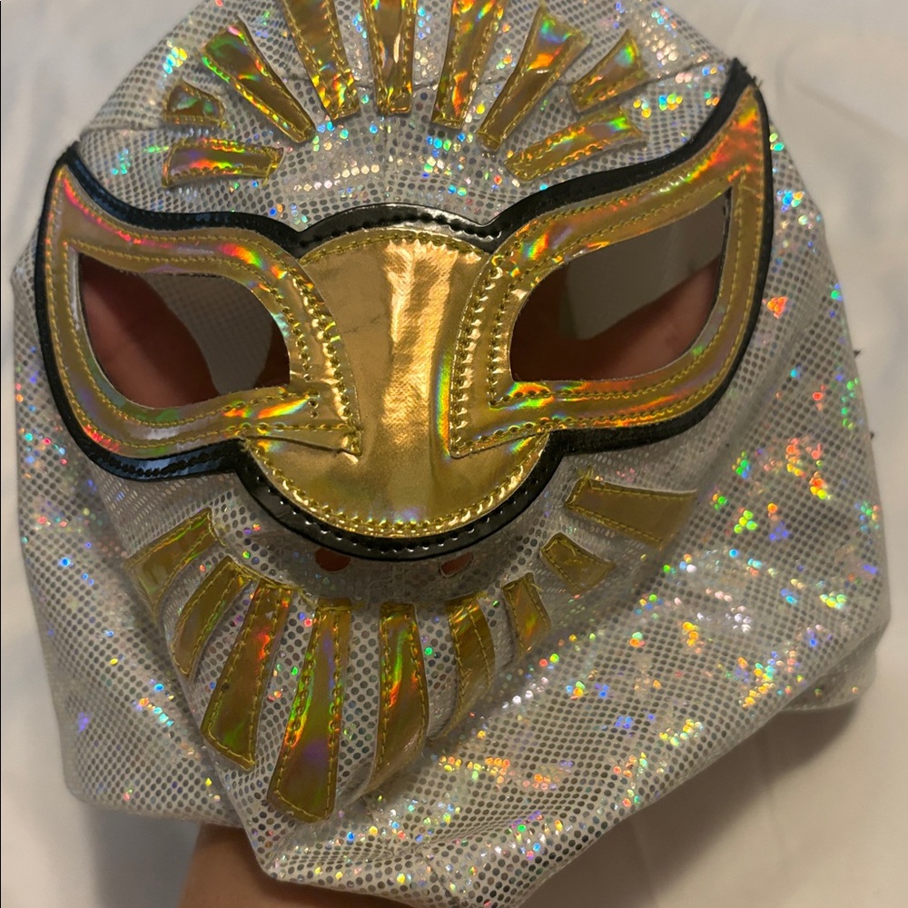 Mask Holographic White & Gold Decorative Mask
